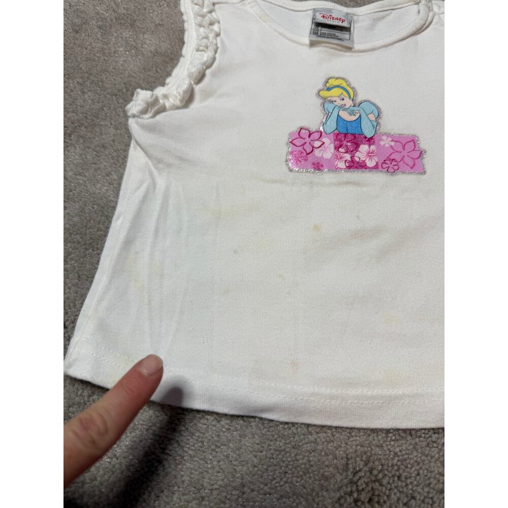 Vintage Disney Princess XXS 2/3 White Cinderella Tank Top Stained - Picture 2 of 11